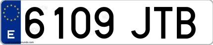 Ejemplo de matrícula española 6109 JTB