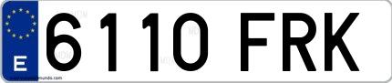 Ejemplo de matrícula de coche ordinaria 6110 FRK
