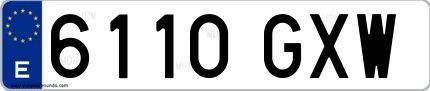 Ejemplo de matrícula de coche ordinaria 6110 GXW