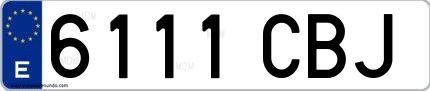Ejemplo de matrícula de coche ordinaria 6111 CBJ