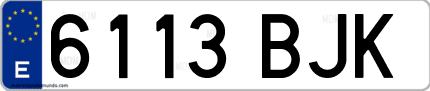 Ejemplo de matrícula de coche ordinaria 6113 BJK