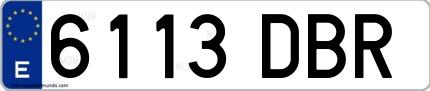 Ejemplo de matrícula española 6113 DBR