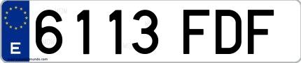 Ejemplo de matrícula española 6113 FDF