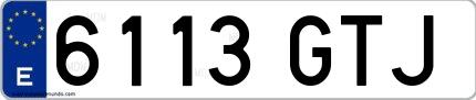 Ejemplo de matrícula española 6113 GTJ