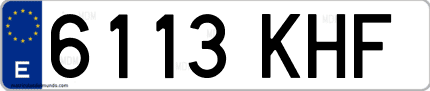 Ejemplo de matrícula de coche ordinaria 6113 KHF