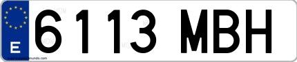 Ejemplo de matrícula española 6113 MBH