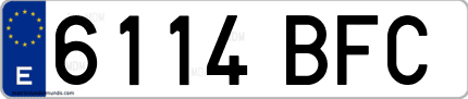 Ejemplo de matrícula de coche ordinaria 6114 BFC
