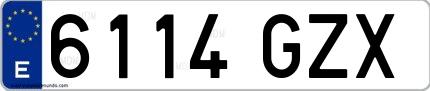 Ejemplo de matrícula española 6114 GZX