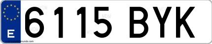 Ejemplo de matrícula española 6115 BYK