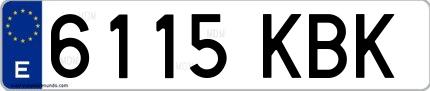 Ejemplo de matrícula de coche ordinaria 6115 KBK