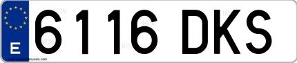 Ejemplo de matrícula española 6116 DKS