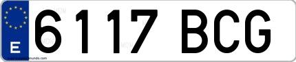 Ejemplo de matrícula española 6117 BCG