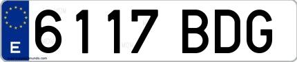 Ejemplo de matrícula española 6117 BDG