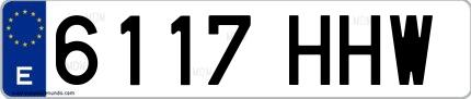 Ejemplo de matrícula española 6117 HHW