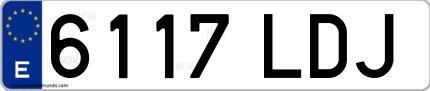 Ejemplo de matrícula española 6117 LDJ