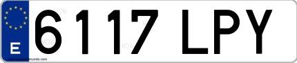Ejemplo de matrícula española 6117 LPY