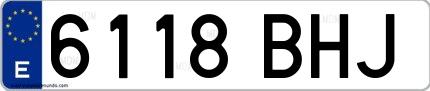 Ejemplo de matrícula española 6118 BHJ