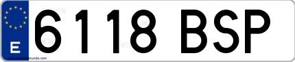 Ejemplo de matrícula española 6118 BSP