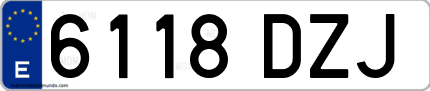 Ejemplo de matrícula de coche ordinaria 6118 DZJ