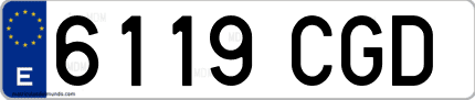 Ejemplo de matrícula de coche ordinaria 6119 CGD