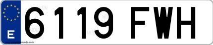 Ejemplo de matrícula española 6119 FWH