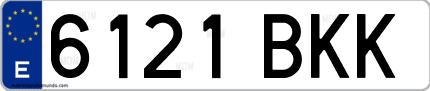 Ejemplo de matrícula de coche ordinaria 6121 BKK