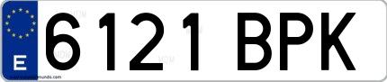 Ejemplo de matrícula española 6121 BPK