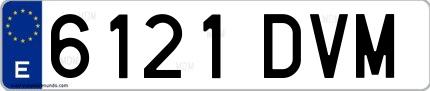 Ejemplo de matrícula española 6121 DVM