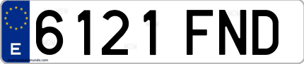 Ejemplo de matrícula de coche ordinaria 6121 FND