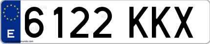 Ejemplo de matrícula de coche ordinaria 6122 KKX