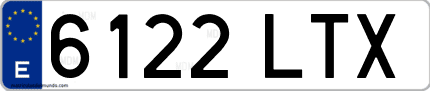Ejemplo de matrícula de coche ordinaria 6122 LTX