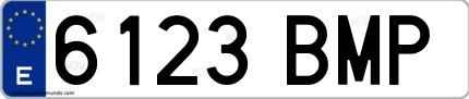 Ejemplo de matrícula española 6123 BMP