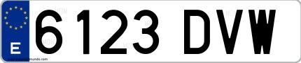 Ejemplo de matrícula española 6123 DVW
