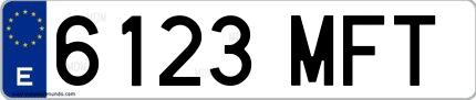 Ejemplo de matrícula española 6123 MFT
