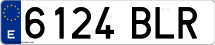 Ejemplo de matrícula de coche ordinaria 6124 BLR