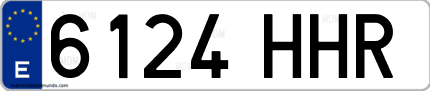 Ejemplo de matrícula de coche ordinaria 6124 HHR