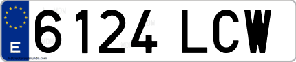 Ejemplo de matrícula de coche ordinaria 6124 LCW