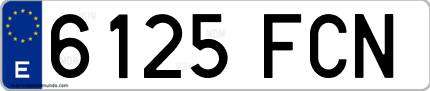 Ejemplo de matrícula de coche ordinaria 6125 FCN