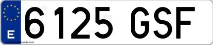 Ejemplo de matrícula española 6125 GSF