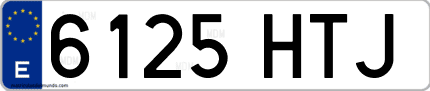 Ejemplo de matrícula de coche ordinaria 6125 HTJ
