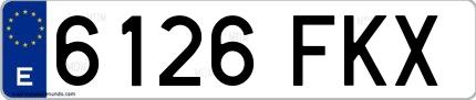 Ejemplo de matrícula española 6126 FKX