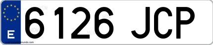 Ejemplo de matrícula española 6126 JCP