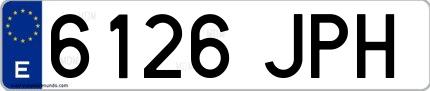 Ejemplo de matrícula española 6126 JPH