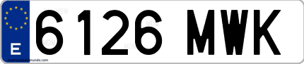 Ejemplo de matrícula de coche ordinaria 6126 MWK