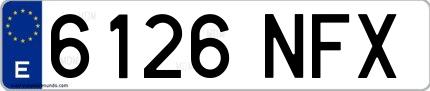 Ejemplo de matrícula española 6126 NFX