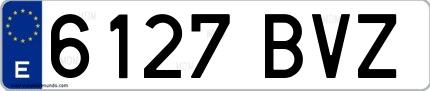 Ejemplo de matrícula española 6127 BVZ