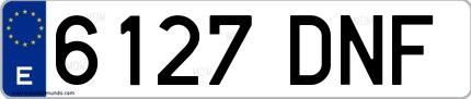 Ejemplo de matrícula española 6127 DNF