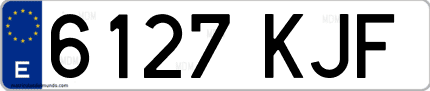 Ejemplo de matrícula de coche ordinaria 6127 KJF