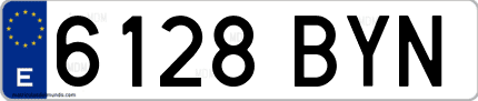 Ejemplo de matrícula de coche ordinaria 6128 BYN