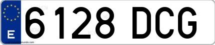 Ejemplo de matrícula española 6128 DCG